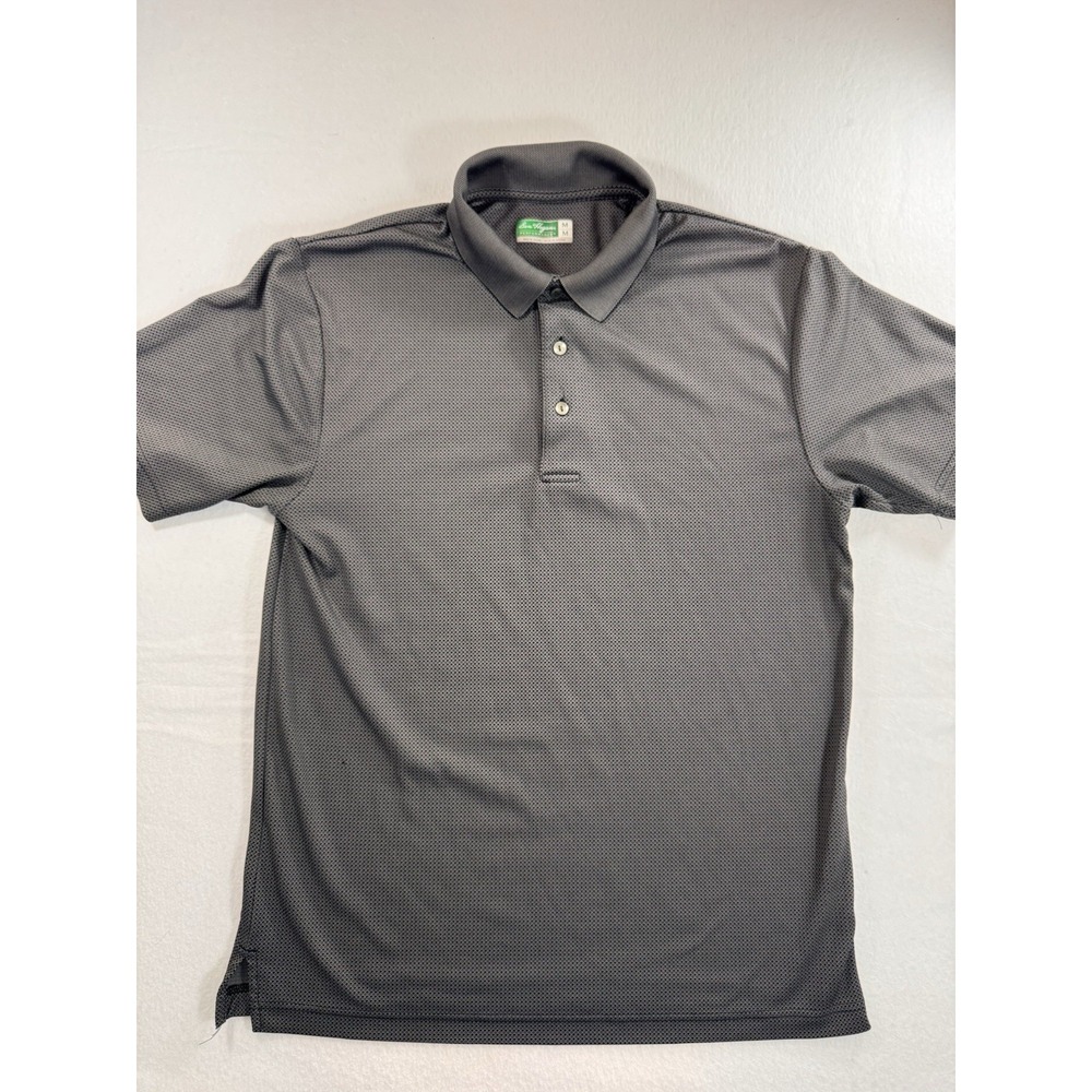 Ben Hogan Performance Mens Polo Medium Black/Gray Micro Argyle Golf Embroidered